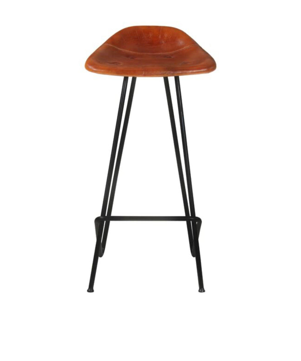 Genuine Leather Brown|Black Bar Stool