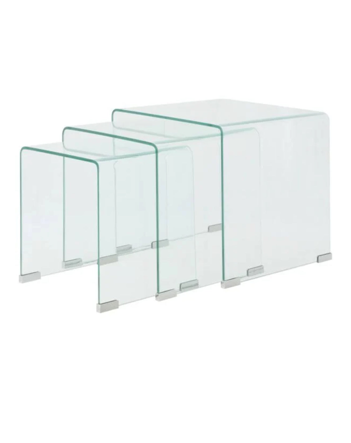Clear Acrylic Transparent Tempered Small Nest Coffee Tables