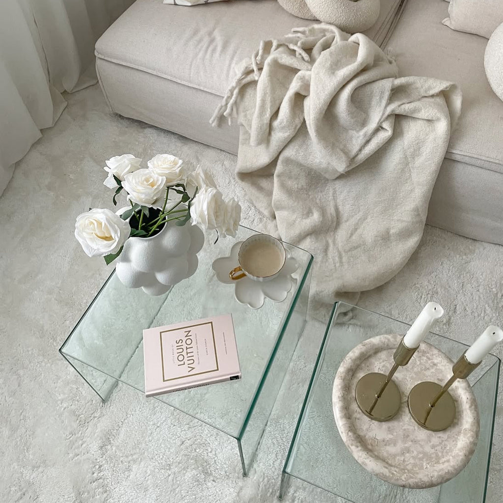Clear Acrylic Transparent Tempered Small Nest Coffee Tables